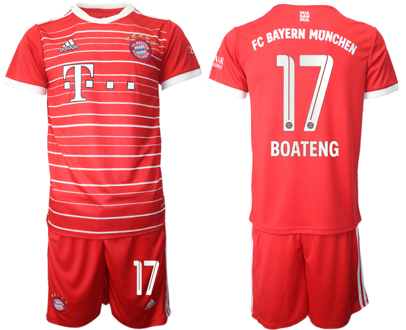 Men 2022-2023 Club Bayern Munich home Red #17 Adidas Soccer Jersey